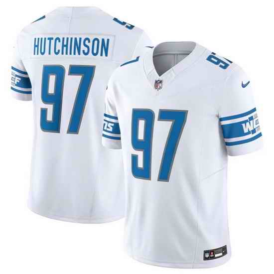 Men Detroit Lions 97 Aidan Hutchinson White 2023 F.U.S.E. Vapor Untouchable Limited Stitched Jersey